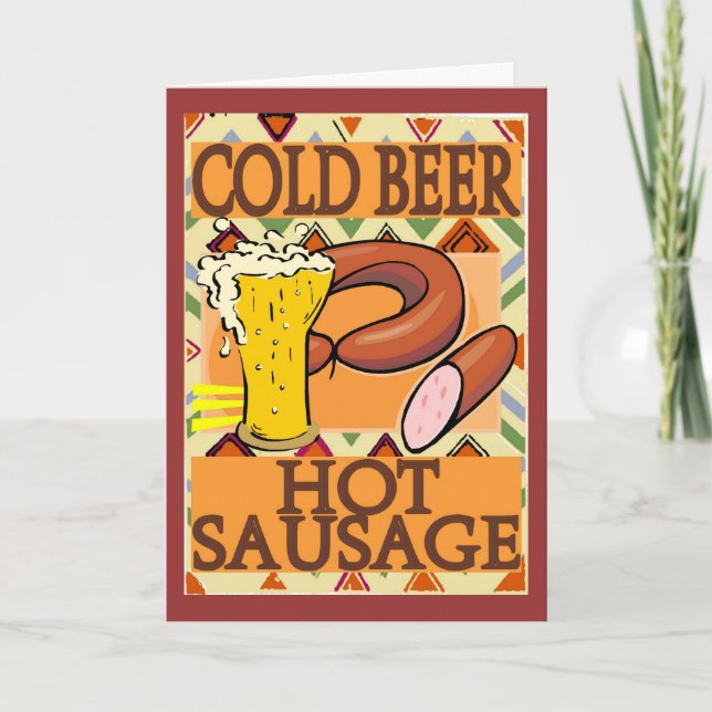 Cartes Pour Fêtes Annuelles Cold Beer Hot Sausage (Devant)