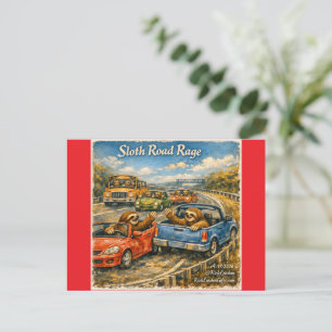 Cartes Pour Fêtes Annuelles Colère de paresseux sur la route – Aquarelle de vo
