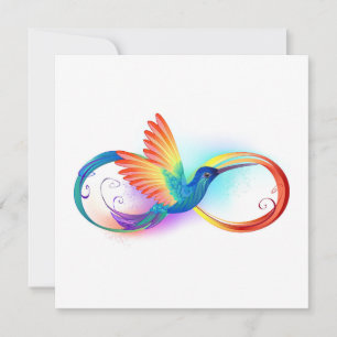 Cartes Pour Fêtes Annuelles Colibri arc-en-ciel avec symbole Infinity