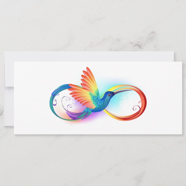 Cartes Pour Fêtes Annuelles Colibri arc-en-ciel avec symbole Infinity (Devant)