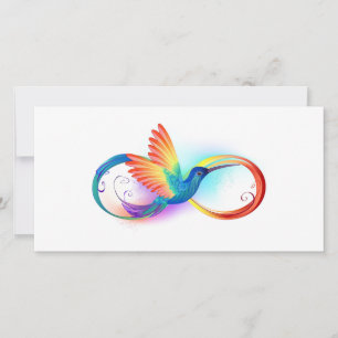 Cartes Pour Fêtes Annuelles Colibri arc-en-ciel avec symbole Infinity