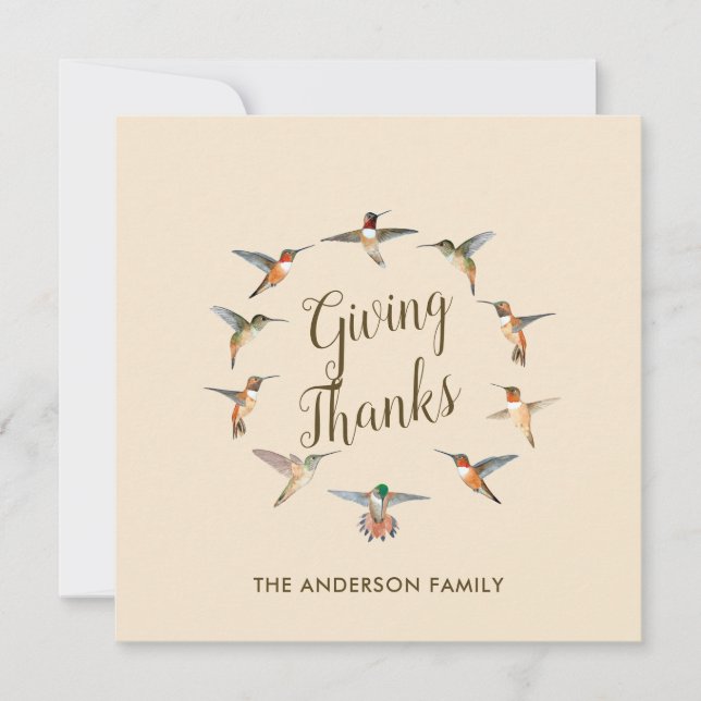 Cartes Pour Fêtes Annuelles Colibri beige personnalisé (Devant)