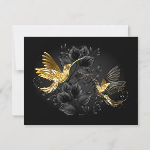Cartes Pour Fêtes Annuelles Colibri noir et or