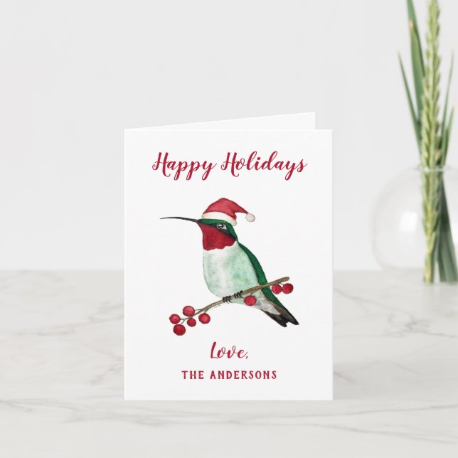 Cartes Pour Fêtes Annuelles Colibri Père Noël personnalisé (Devant)