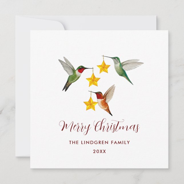 Cartes Pour Fêtes Annuelles Colibris personnalisés Joyeux Noël (Devant)