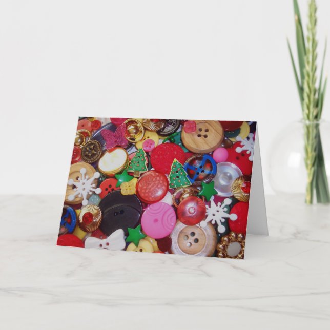 Cartes Pour Fêtes Annuelles Collage avec boutons d'arbre de Noël (Devant)