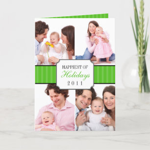 Cartes Pour Fêtes Annuelles Collage classique vert bande rayée photo de Noël