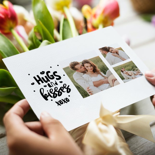 Cartes Pour Fêtes Annuelles Collage Couple Photo & Hugs Et Baisers Phrase Love (Créateur téléchargé)