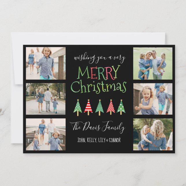 Cartes Pour Fêtes Annuelles Collage d'arbres de Joyeux Noël (Devant)