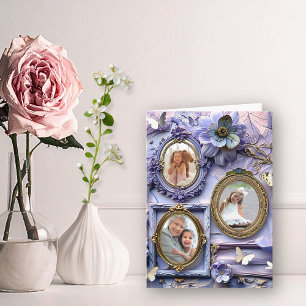 Cartes Pour Fêtes Annuelles Collage de cadre floral vintage avec lavande douce