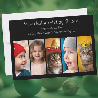 Cartes Pour Fêtes Annuelles Collage de cinq photos Joyeux Noël