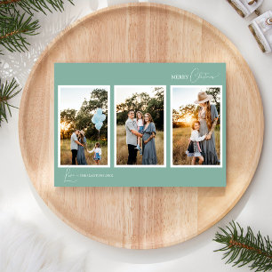 Cartes Pour Fêtes Annuelles Collage de cinq photos minimaliste rétro vert boho