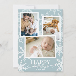 Cartes Pour Fêtes Annuelles Collage de flocons de neige bleu clair Pastel