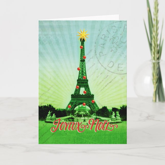 Cartes Pour Fêtes Annuelles Collage de Noël Tour Eiffel (Devant)