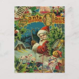 Cartes Pour Fêtes Annuelles Collage de Noël victorien du Père Noël Antique
