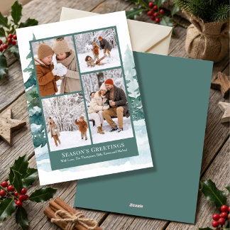 Cartes Pour Fêtes Annuelles Collage de photos aquarelles de Noël Arbre de la f