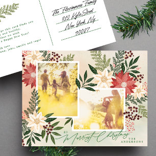Cartes Pour Fêtes Annuelles Collage de photos botaniques de Noël Poinsettia