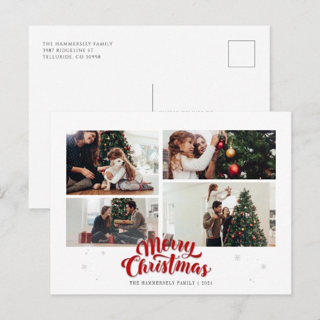 Cartes Pour Fêtes Annuelles Collage de photos de famille de Noël (Devant / Derrière)