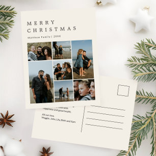 Cartes Pour Fêtes Annuelles Collage de photos de famille Noël minimaliste neut