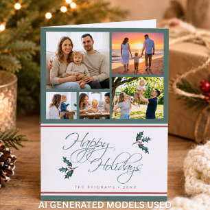 Cartes Pour Fêtes Annuelles Collage de photos de houx moderne Joyeux Noël