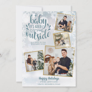 Cartes Pour Fêtes Annuelles Collage de photos de Noël Bébé mignon il fait froi