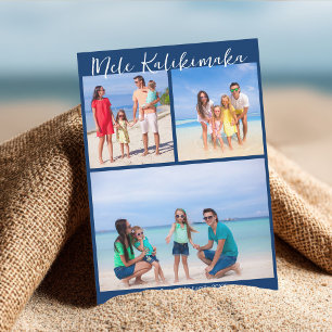 Cartes Pour Fêtes Annuelles Collage de photos de Noël Mele Kalikimaka bleu mar