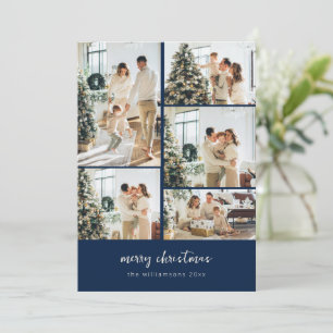 Cartes Pour Fêtes Annuelles Collage de photos de Noël minimal Joyeux Noël Navy