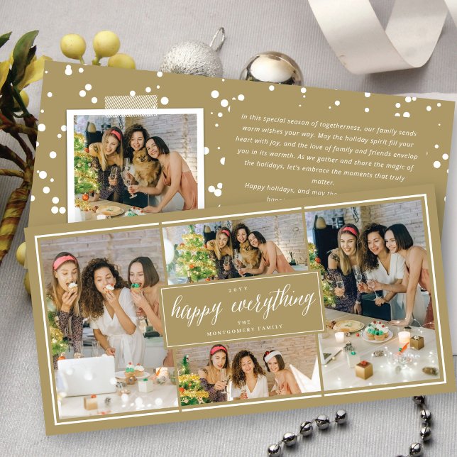 Cartes Pour Fêtes Annuelles Collage de photos de script blanc simple tout heur (Créateur téléchargé)
