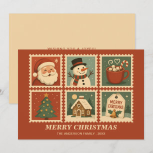 Cartes Pour Fêtes Annuelles Collage de timbre de Noël rétro