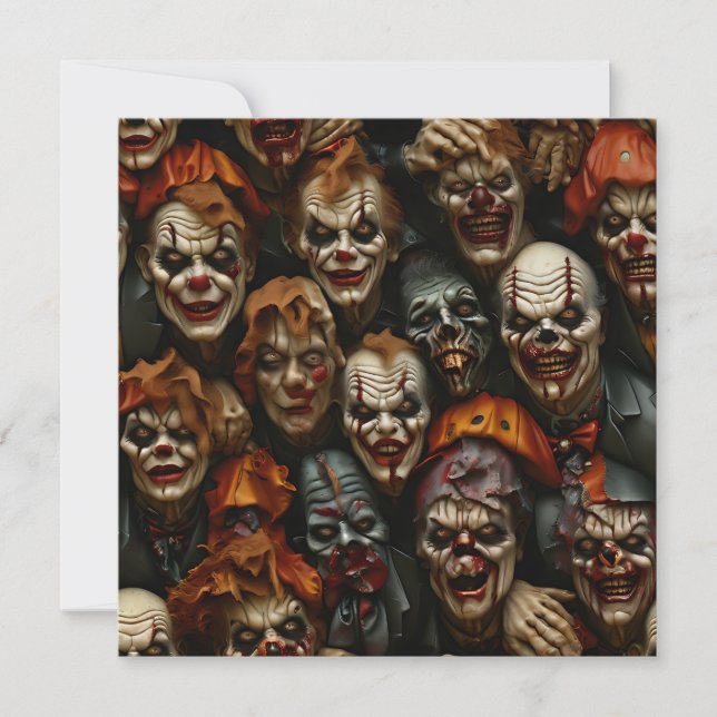 Cartes Pour Fêtes Annuelles Collage des clowns Éffrayants Zombies (Devant)