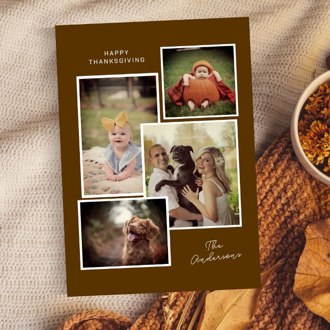 Cartes Pour Fêtes Annuelles Collage familial personnalisé Photo Thanksgiving m (Créateur téléchargé)
