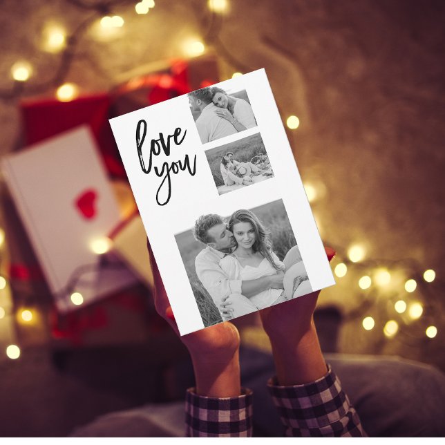Cartes Pour Fêtes Annuelles Collage moderne Couple Photo & Love You Beauté Cad (Créateur téléchargé)