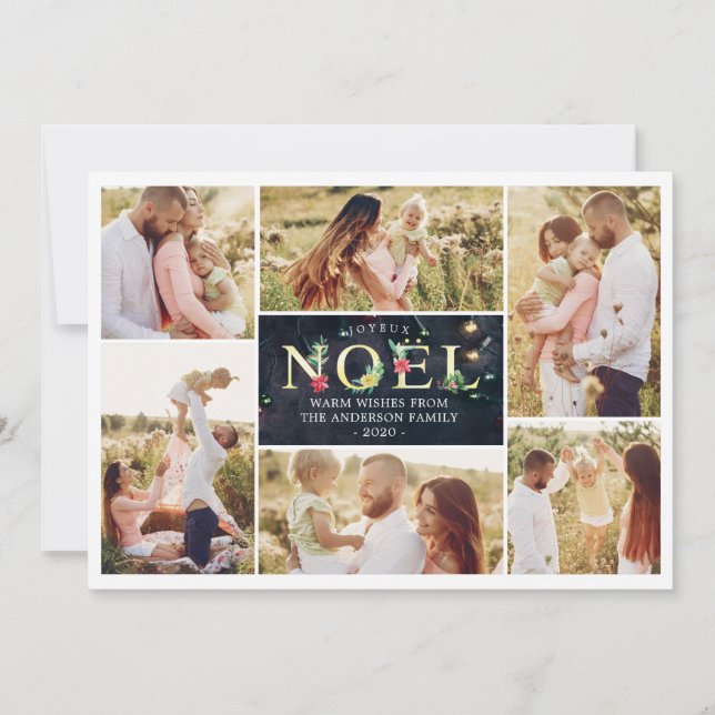 Cartes Pour Fêtes Annuelles Collage moderne français de photos de Noël de (Devant)