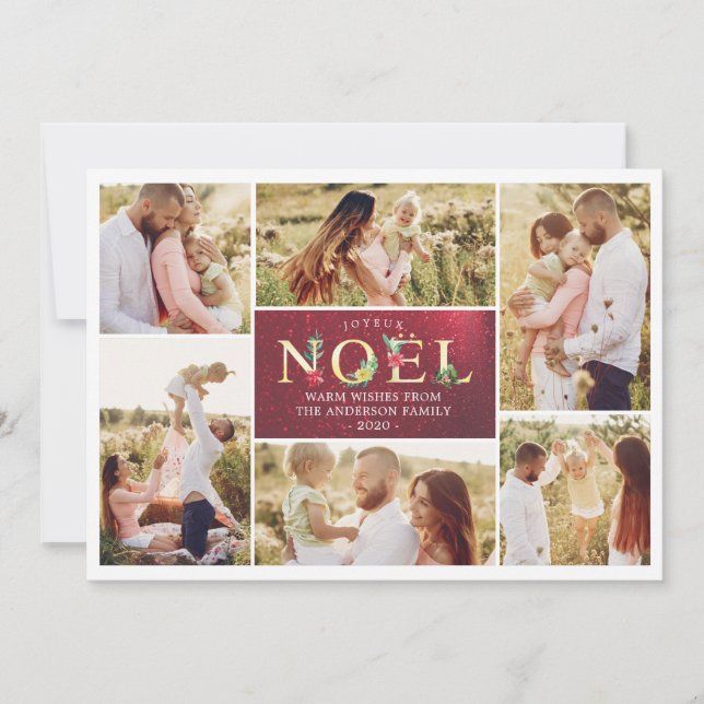 Cartes Pour Fêtes Annuelles Collage moderne français de photos de Noël de (Devant)
