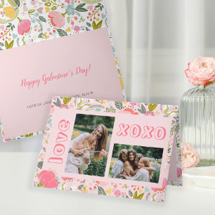 Cartes Pour Fêtes Annuelles Collage photo 2 fleurs pour la Saint-Galentin rose