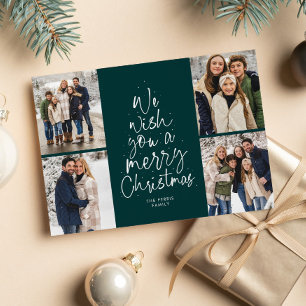 Cartes Pour Fêtes Annuelles Collage photo amusant d'arbre de Noël vert foncé