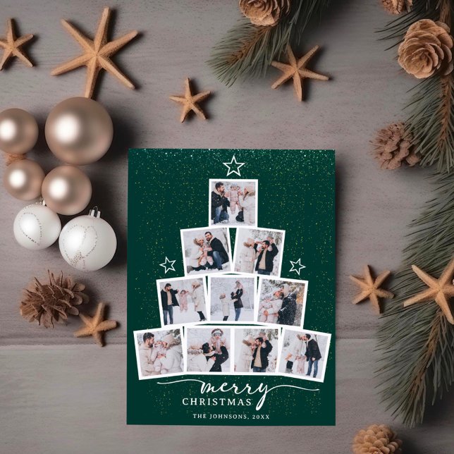 Cartes Pour Fêtes Annuelles Collage photo de famille de l'arbre de Noël (Créateur téléchargé)