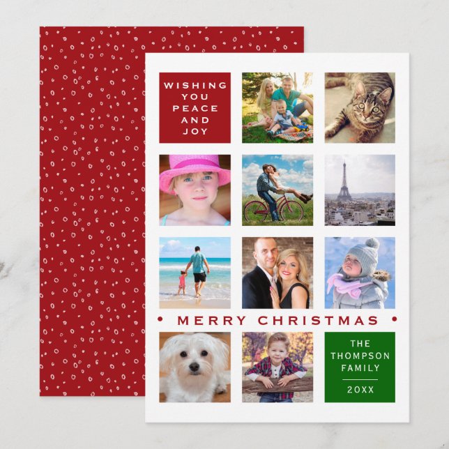 Cartes Pour Fêtes Annuelles Collage photo de Holiday 12 (Devant / Derrière)