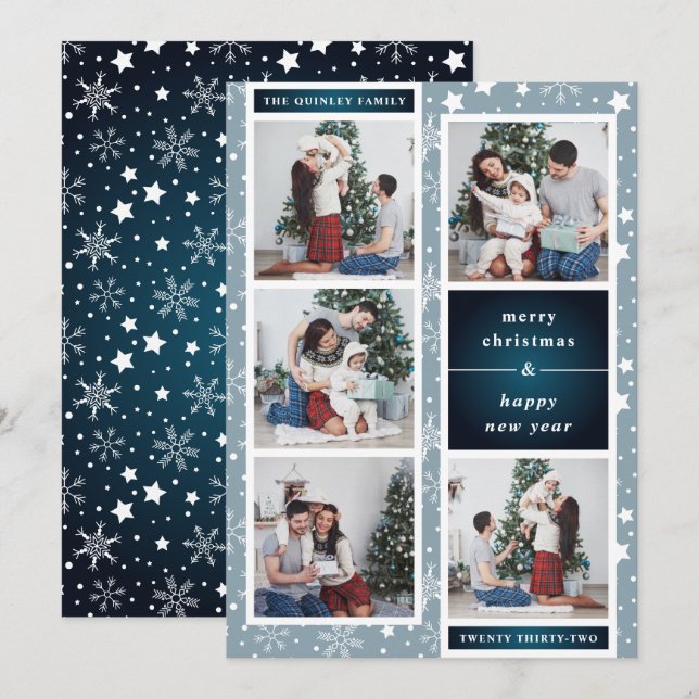 Cartes Pour Fêtes Annuelles Collage photo de Noël amusant | Flocon de neige (Devant / Derrière)