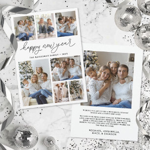 Cartes Pour Fêtes Annuelles Collage photo élégant minimaliste 8 Nouvel An