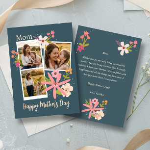 Cartes Pour Fêtes Annuelles Collage photo floral rustique pour la fête des mèr