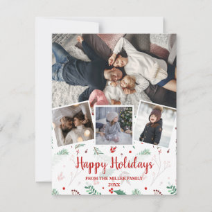 Cartes Pour Fêtes Annuelles Collage photo Holly de Noël moderne
