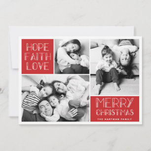 Cartes Pour Fêtes Annuelles Collage photo Joyeux moderne   Rouge  