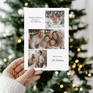 Cartes Pour Fêtes Annuelles Collage photo minimaliste moderne de famille Noël