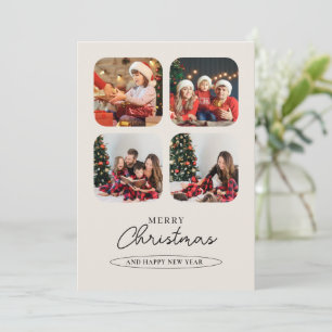 Cartes Pour Fêtes Annuelles Collage photo minimaliste vert Joyeux Noël
