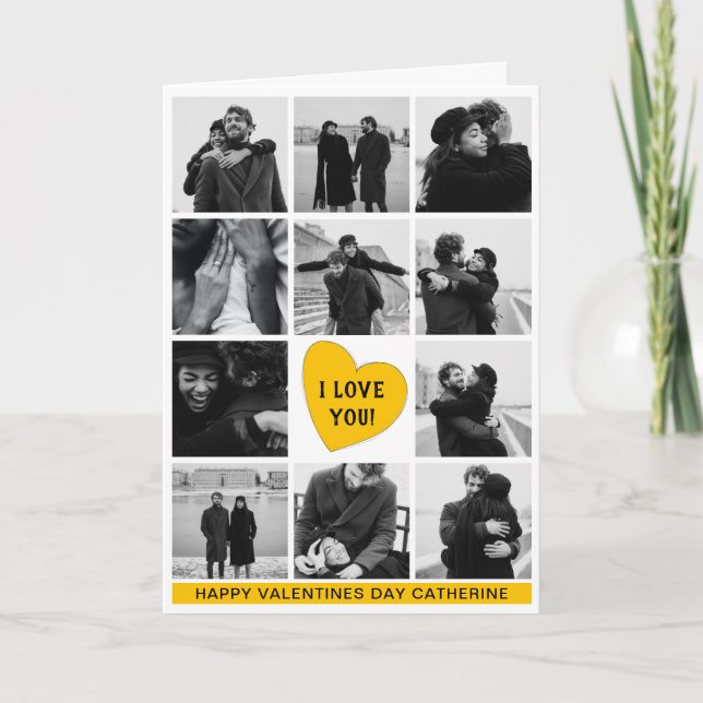 Cartes Pour Fêtes Annuelles Collage photo moderne 'I LOVE YOU' | Saint Valenti (Devant)