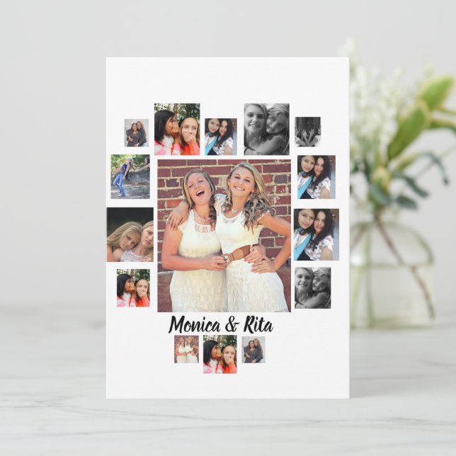 Cartes Pour Fêtes Annuelles Collage photo personnalisé des meilleurs amis 15 (Debout devant)