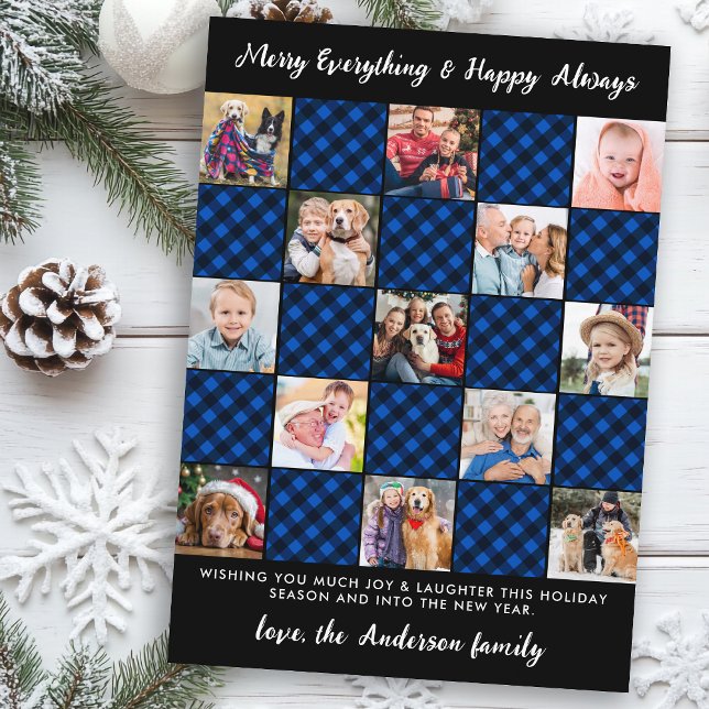 Cartes Pour Fêtes Annuelles Collage photo personnalisé Patchwork Noël Plaid (Créateur téléchargé)