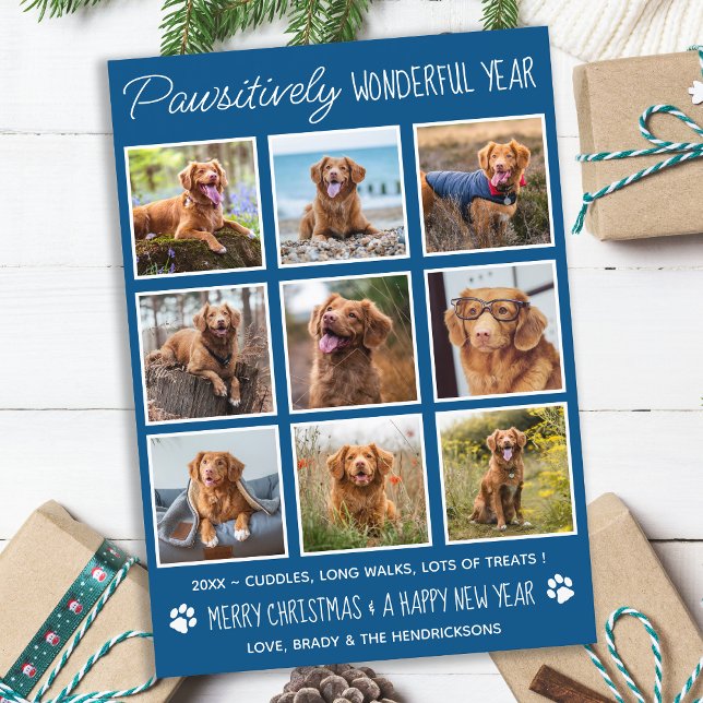 Cartes Pour Fêtes Annuelles Collage photo personnalisé pour chien, Bilan de l' (Créateur téléchargé)