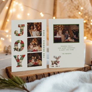 Cartes Pour Fêtes Annuelles Collage Photos de Noël   Patchwork Joy 